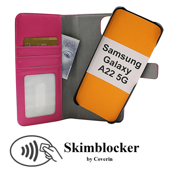 Skimblocker Magnet Fodral Samsung Galaxy A22 5G (SM-A226B) Hotpink
