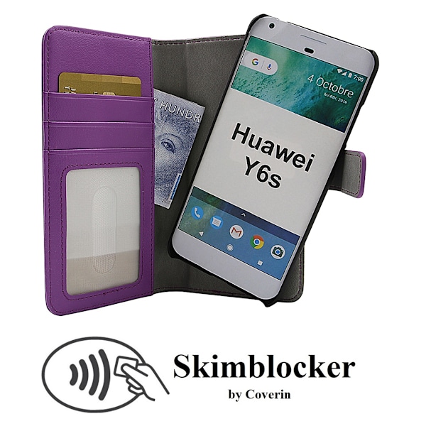 Skimblocker Magnet Wallet Huawei Y6s Lila