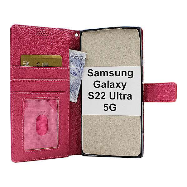 New Standcase Wallet Samsung Galaxy S22 Ultra 5G Ljusblå
