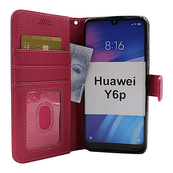 New Standcase Wallet Huawei Y6p (Svart) Hotpink
