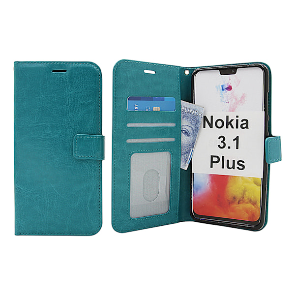 Crazy Horse Wallet Nokia 3.1 Plus Turkos