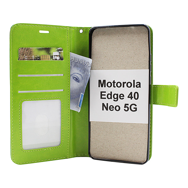 Crazy Horse Wallet Motorola Edge 40 Neo 5G Hotpink
