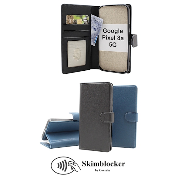 Skimblocker Google Pixel 8a 5G Plånboksfodral Svart