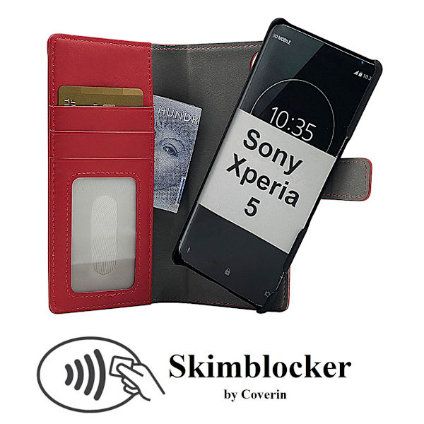 Skimblocker Magnet Wallet Sony Xperia 5 Svart