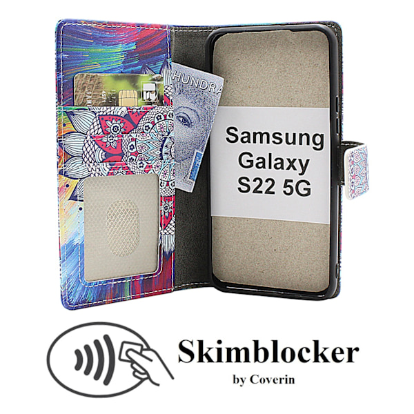 Skimblocker Galaxy S22 5G Magnet Plånboksfodral Design