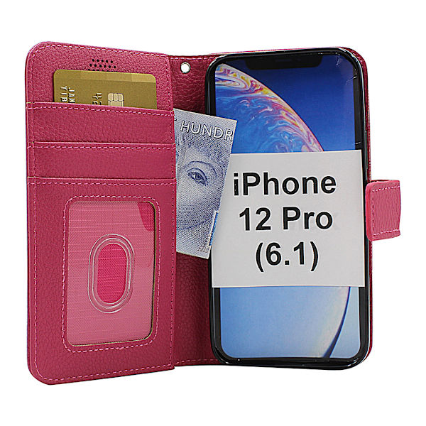 New Standcase Wallet iPhone 12 Pro (6.1) (Svart) Hotpink