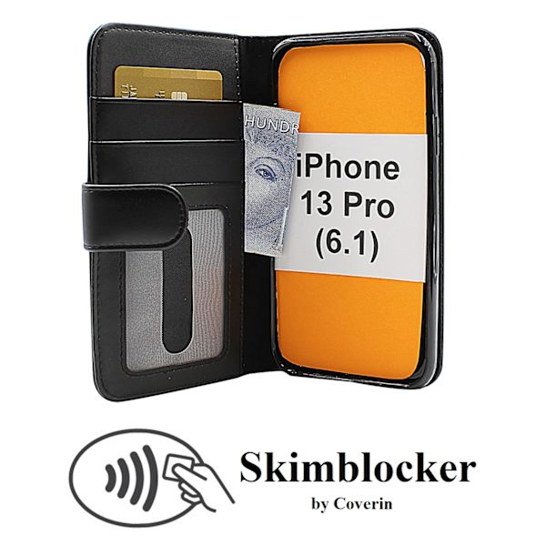 Skimblocker Plånboksfodral iPhone 13 Pro (6.1) Svart