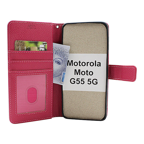 New Standcase Motorola Moto G55 5G Plånboksfodral Ljusblå