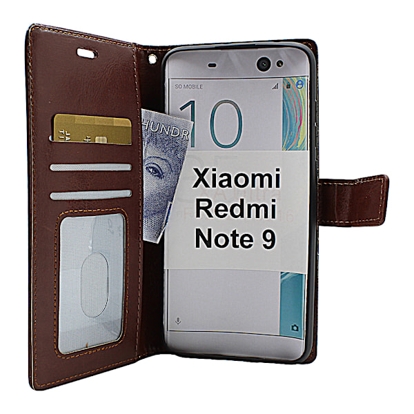 Crazy Horse Wallet Xiaomi Redmi Note 9 Brun