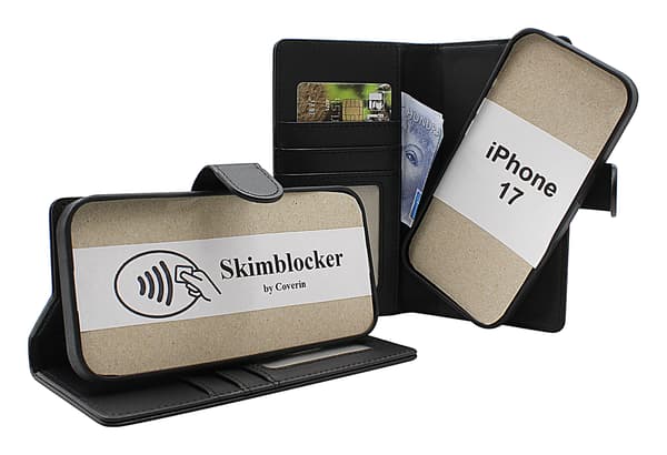 Skimblocker iPhone 17 Magnet Plånboksfodral Svart