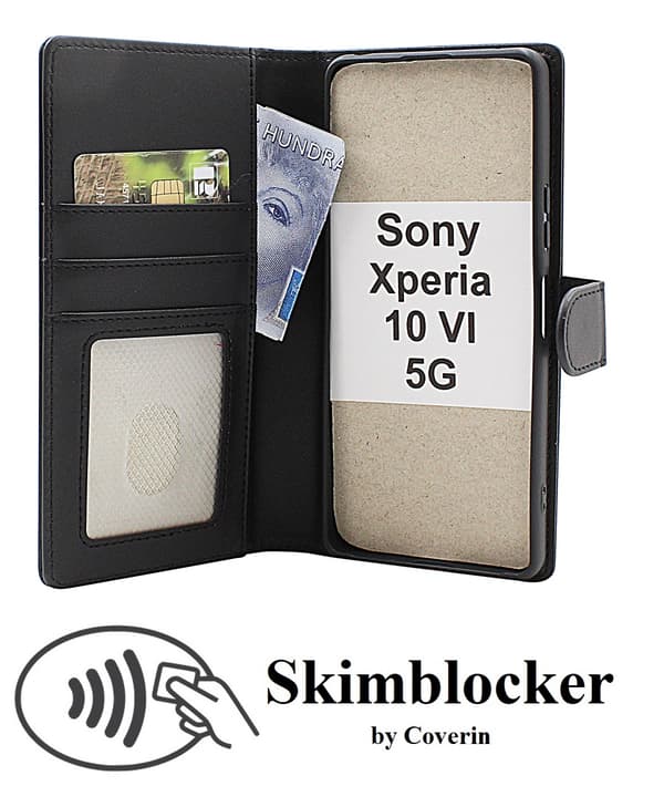 Skimblocker Sony Xperia 10 VI 5G Plånboksfodral Svart