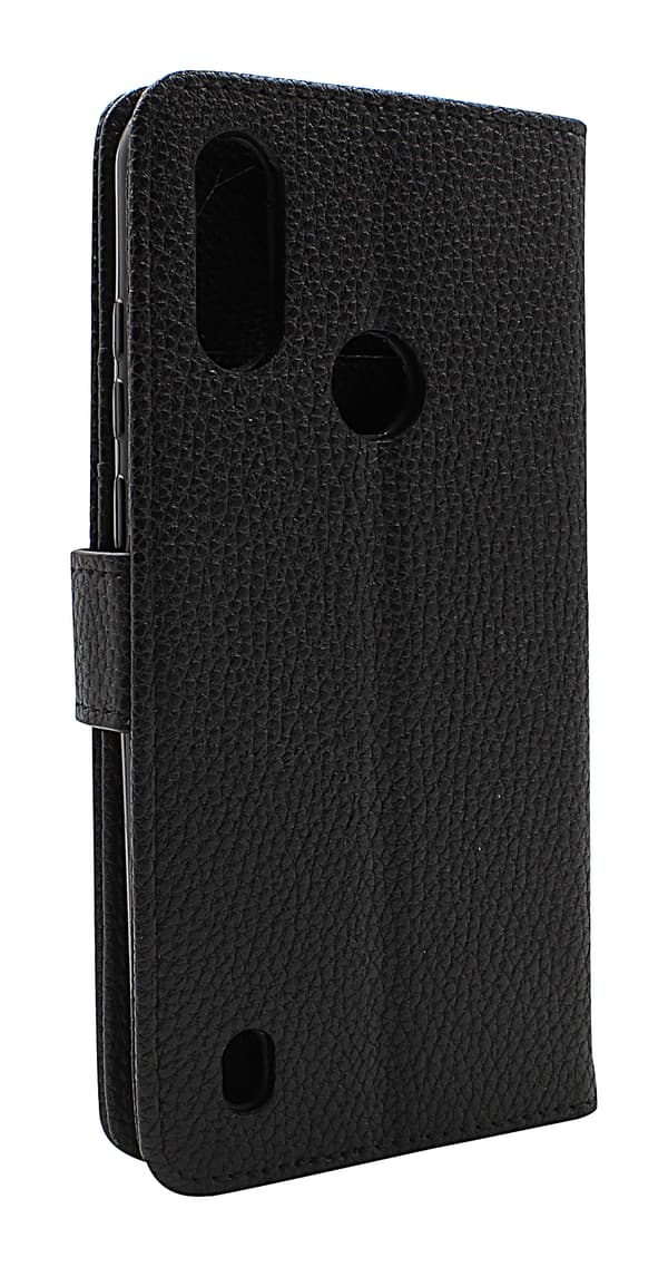 New Standcase Wallet Motorola Moto E6s (Svart) Ljusblå