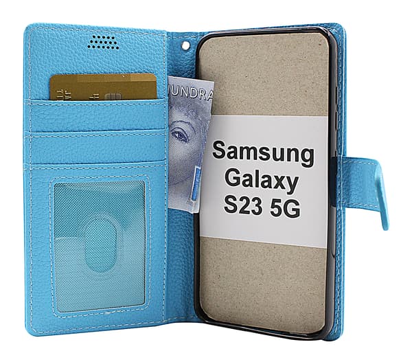 New Standcase Wallet Samsung Galaxy S23 5G Ljusblå