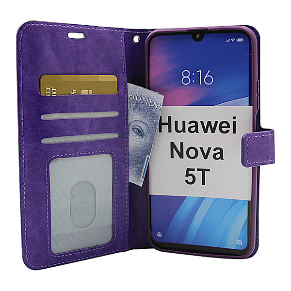 Crazy Horse Wallet Huawei Nova 5T Lila