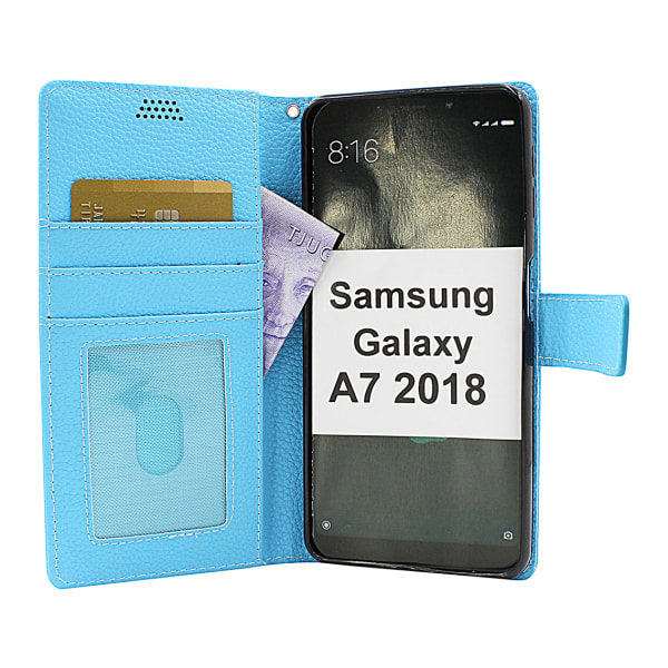 New Standcase Wallet Samsung Galaxy A7 2018 (A750FN/DS) Ljusblå