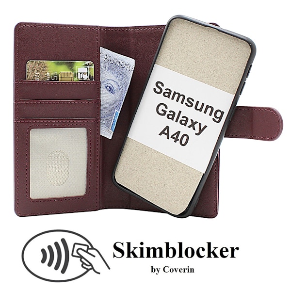 Skimblocker Samsung Galaxy A40 Magnet Plånboksfodral Svart