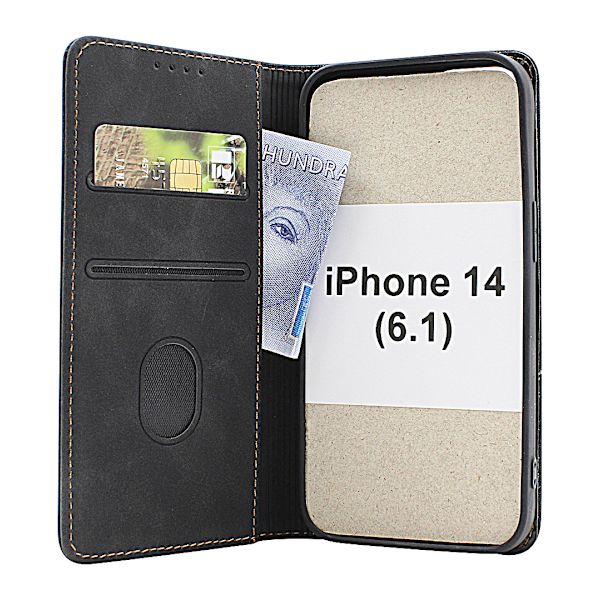 Fancy Standcase Wallet iPhone 14 (6.1) Mörkblå