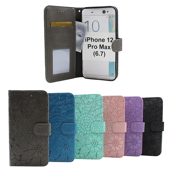 Flower Standcase Wallet iPhone 12 Pro Max (6.7) Aqua