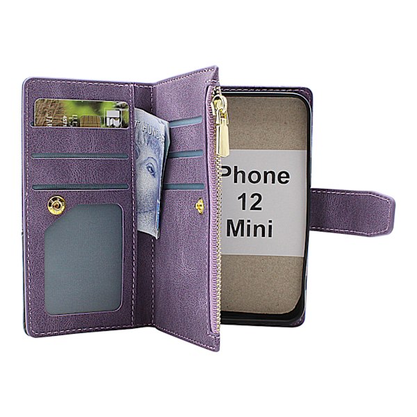 XL iPhone 12 Mini (5.4) Lyx Plånboksfodral Vinröd
