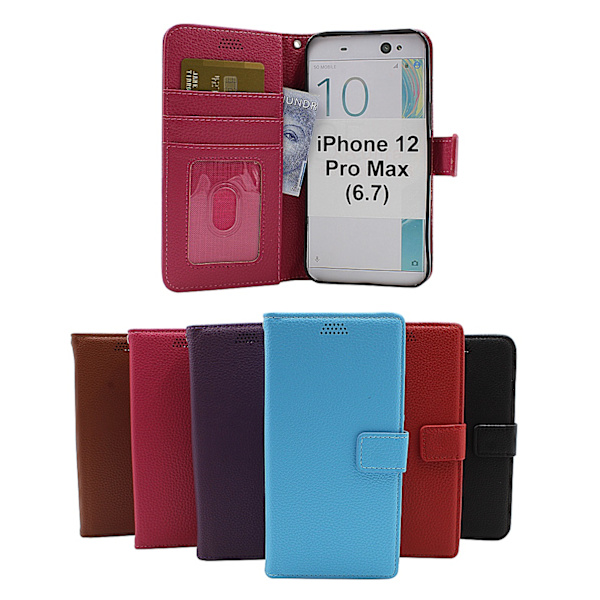 New Standcase Wallet iPhone 12 Pro Max (6.7) (Svart) Hotpink