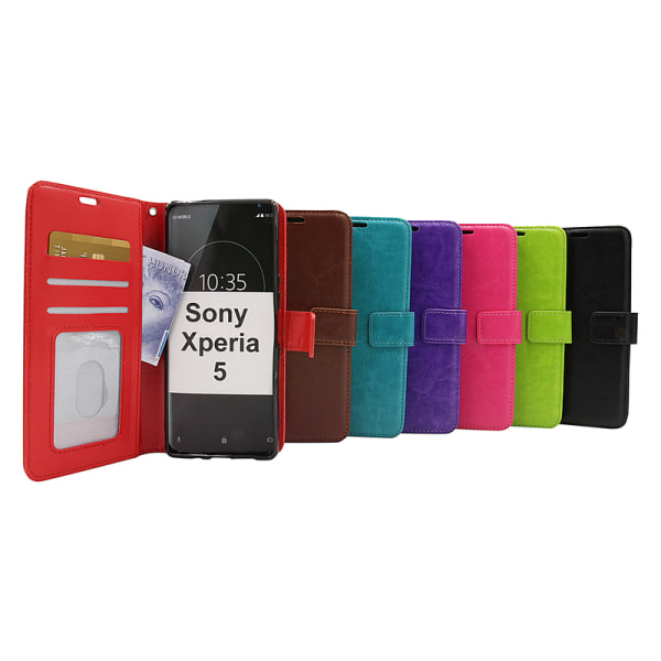 Crazy Horse Wallet Sony Xperia 5 Brun