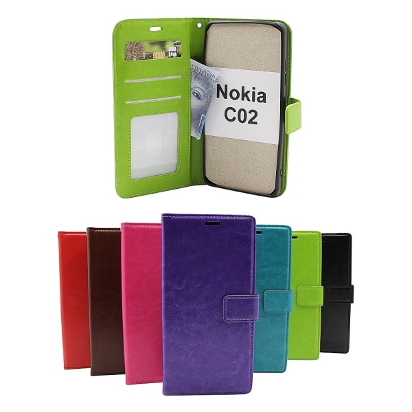 Crazy Horse Wallet Nokia C02 Svart