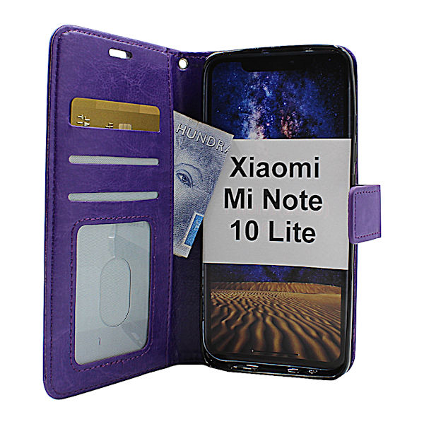 Crazy Horse Wallet Xiaomi Mi Note 10 Lite Lila