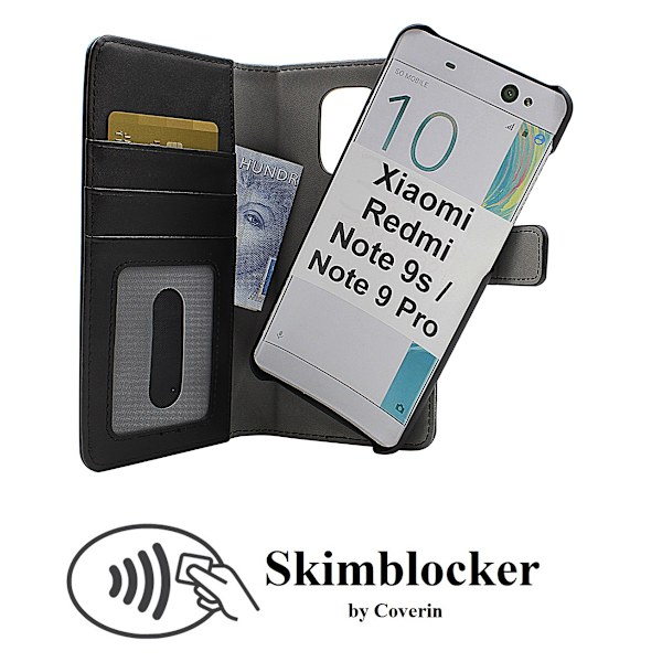 Skimblocker Magnet Wallet Xiaomi Redmi Note 9s/Note 9 Pro Svart