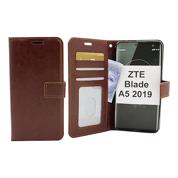 Crazy Horse Wallet ZTE Blade A5 2019 Brun