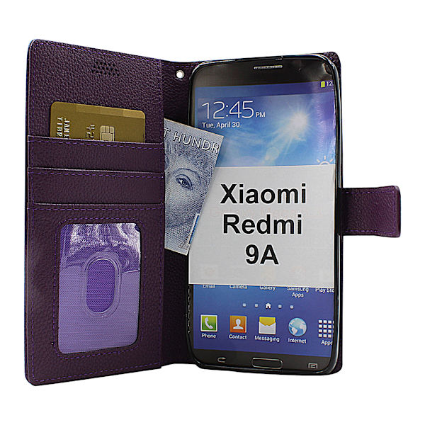New Standcase Wallet Xiaomi Redmi 9A (Svart) Ljusblå