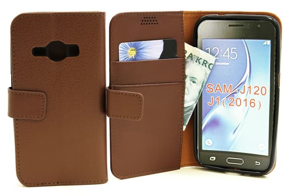 Standcase Wallet Samsung Galaxy J1 2016 (J120F) Brun