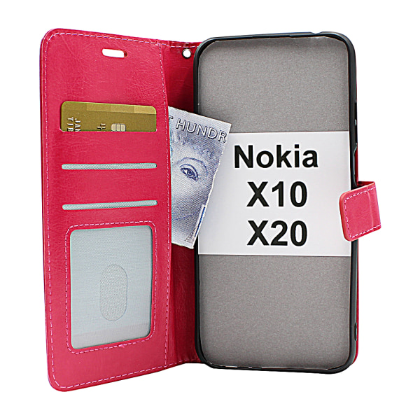 Crazy Horse Wallet Nokia X10 / Nokia X20 Hotpink