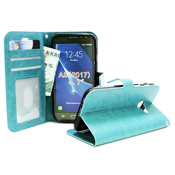 Crazy Horse Wallet Samsung Galaxy A3 2017 (A320F) Turkos
