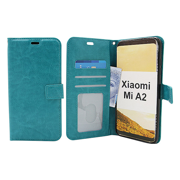 Crazy Horse Wallet Xiaomi Mi A2 Turkos