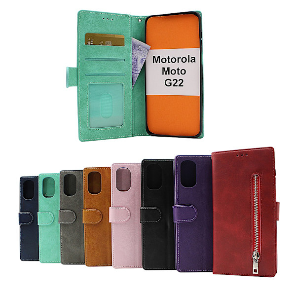 Zipper Standcase Wallet Motorola Moto G22 Aqua