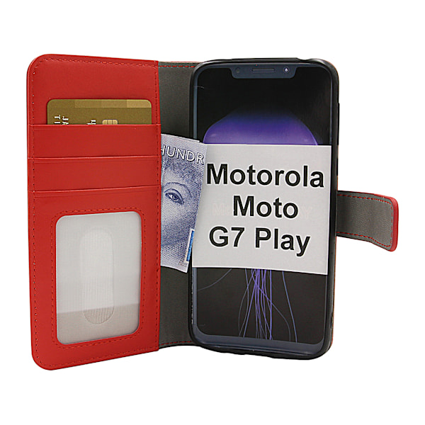 Skimblocker Magnet Wallet Motorola Moto G7 Play Röd