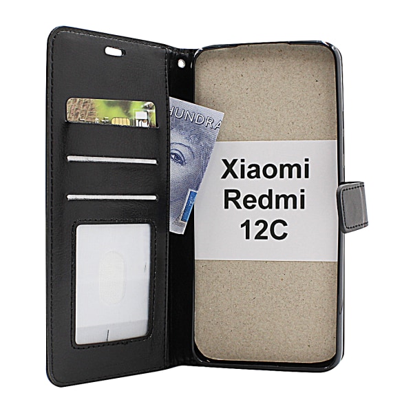 Crazy Horse Wallet Xiaomi Redmi 12C Hotpink