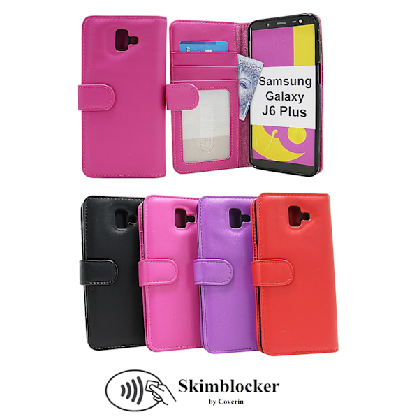Skimblocker Plånboksfodral Samsung Galaxy J6 Plus (J610FN) Röd