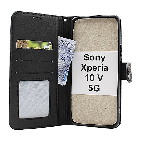 Flower Standcase Wallet Sony Xperia 10 V 5G Blå