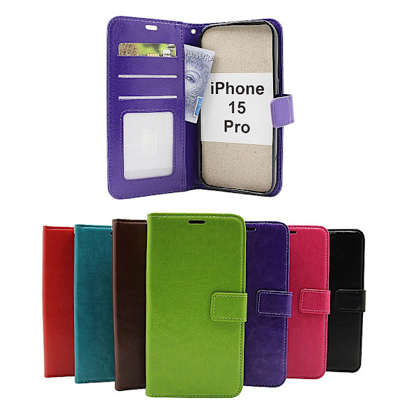 Crazy Horse Wallet iPhone 15 Pro Svart