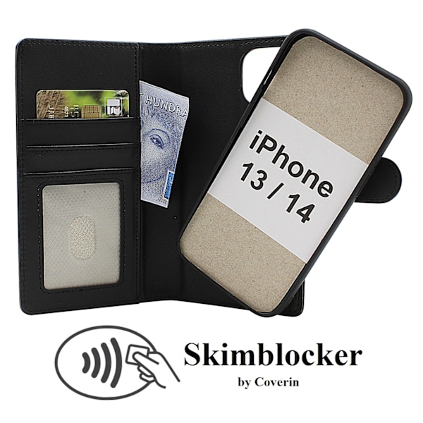 Skimblocker iPhone 13 / 14 Magnet Plånboksfodral Petrol
