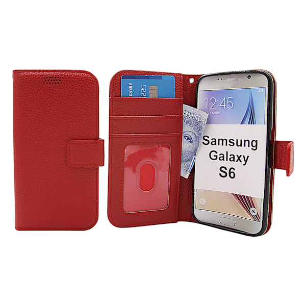 New Standcase Wallet Samsung Galaxy S6 (SM-G920F) Röd