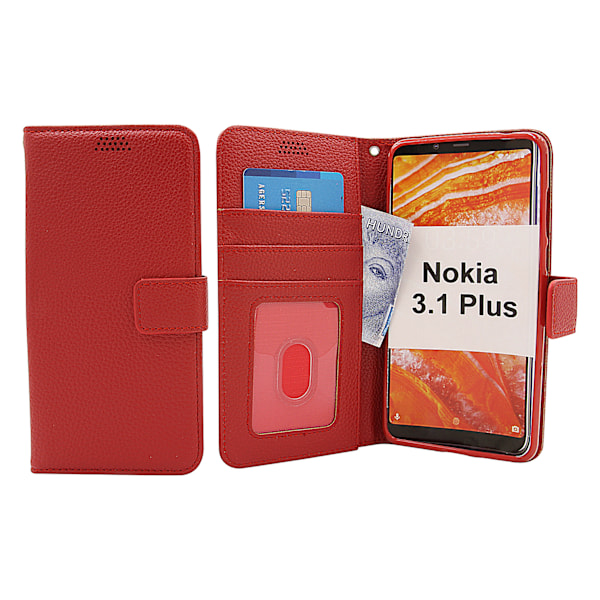 New Standcase Wallet Nokia 3.1 Plus Röd