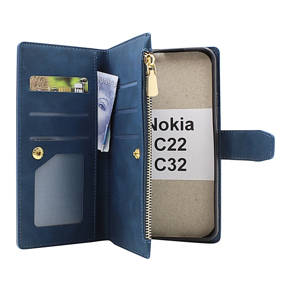 XL Standcase Lyxfodral Nokia C22 / C32 Marinblå