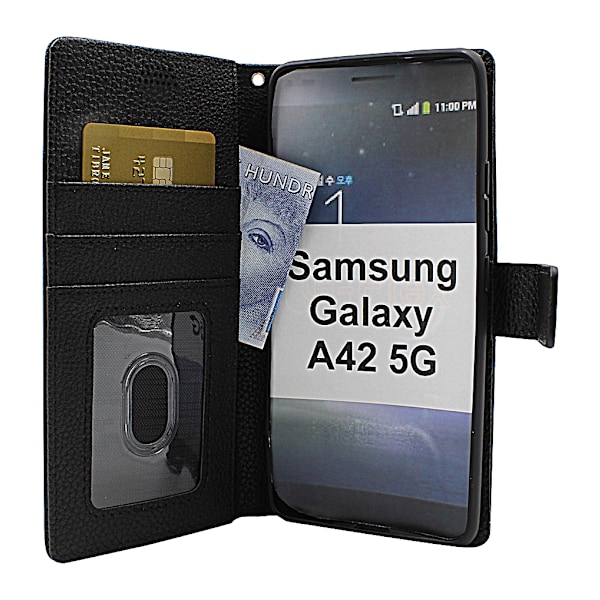 New Standcase Wallet Samsung Galaxy A42 5G (Svart) Röd