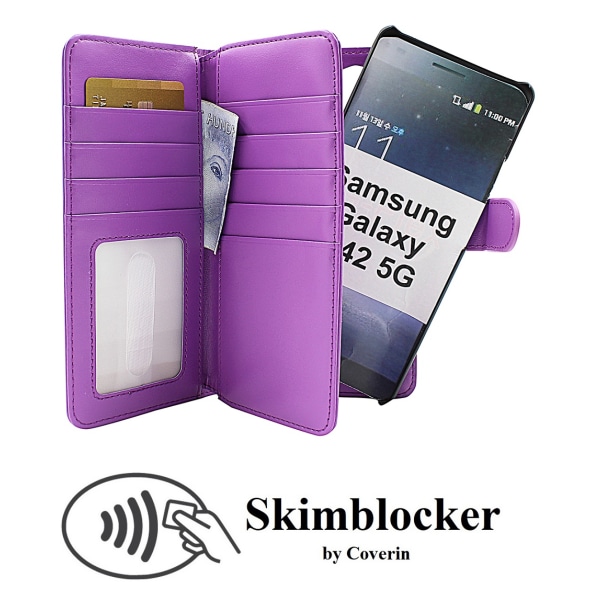 Skimblocker XL Magnet Fodral Samsung Galaxy A42 5G Lila