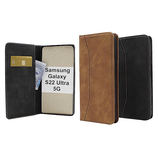 Fancy Standcase Wallet Samsung Galaxy S22 Ultra 5G Svart