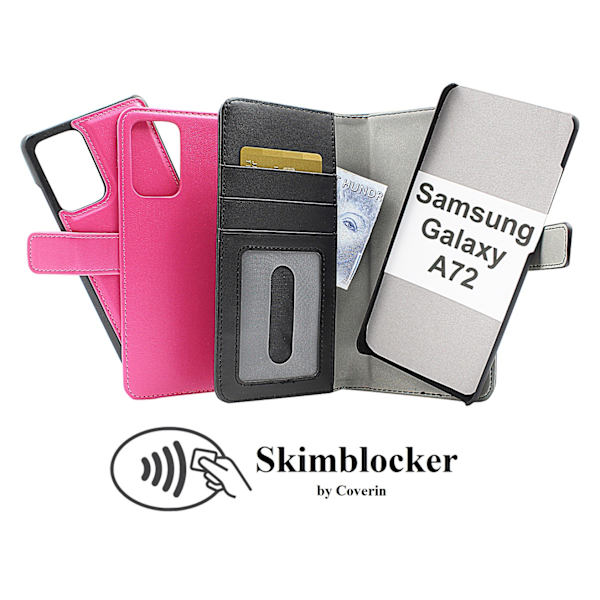 Skimblocker Magnet Fodral Samsung Galaxy A72 Hotpink