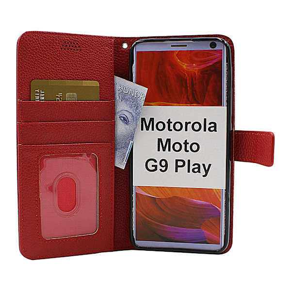 New Standcase Wallet Motorola Moto G9 Play (Svart) Lila