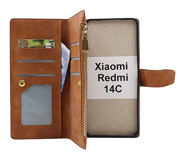 XL Xiaomi Redmi 14C Lyx Plånboksfodral Svart